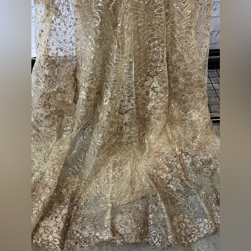 Mon Cheri Elegant Gold Sequin Gown - Picture 3 of 8
